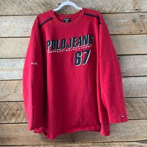 VTG 90s Polo Jeans Ralph Lauren Spellout Pull Over Sweatshirt Mens XXL USA Flag